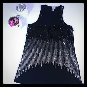 Black Sequined Tank top by Vanity Size Medium